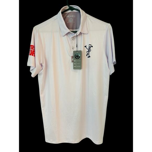 New With Tags Pins and Aces “Partee” Mens M White Golf Polo. Performance wicking - Picture 1 of 12
